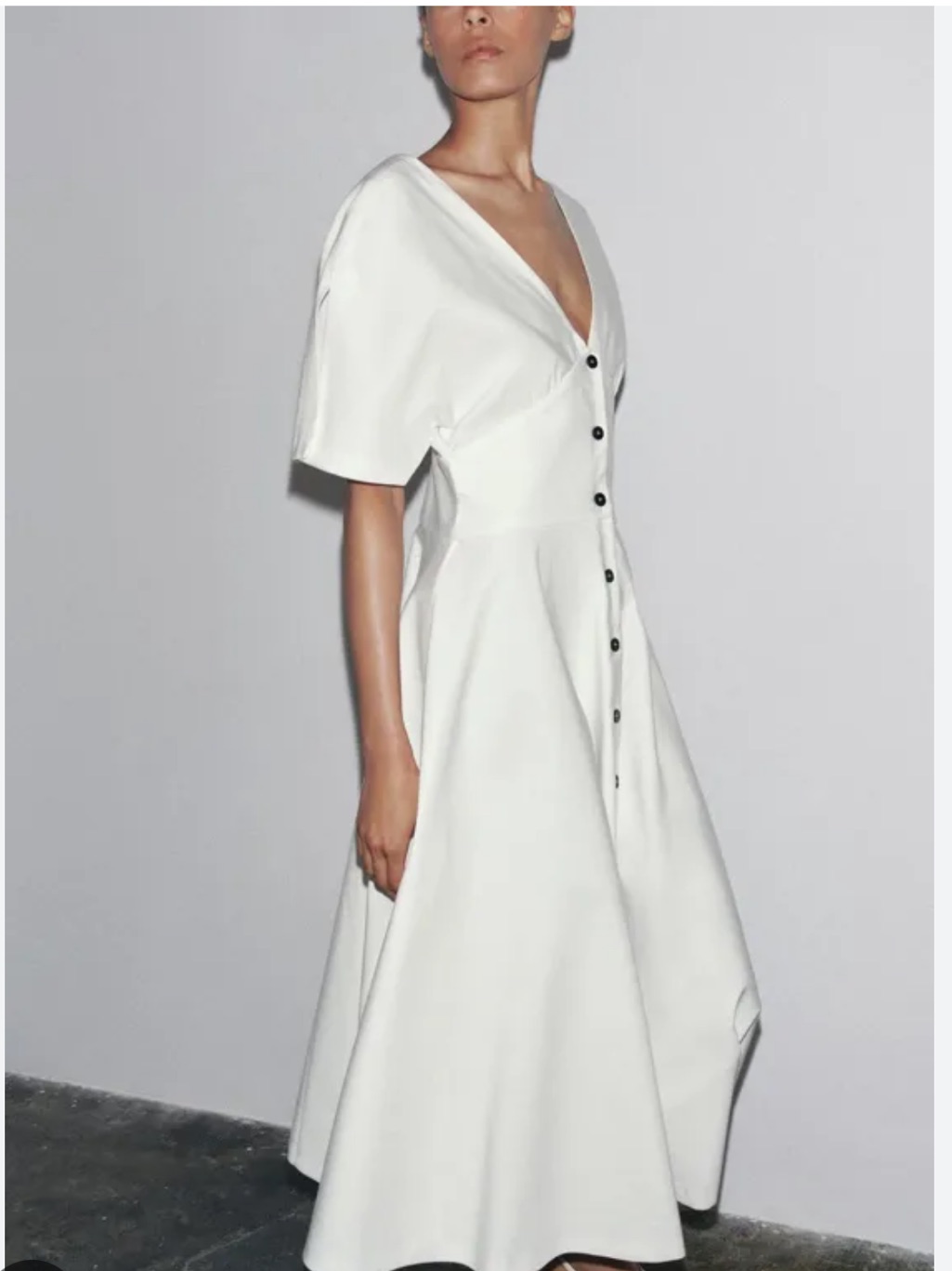 Zara Zw Collection Button Midi Dress Nwt 3242/512 White